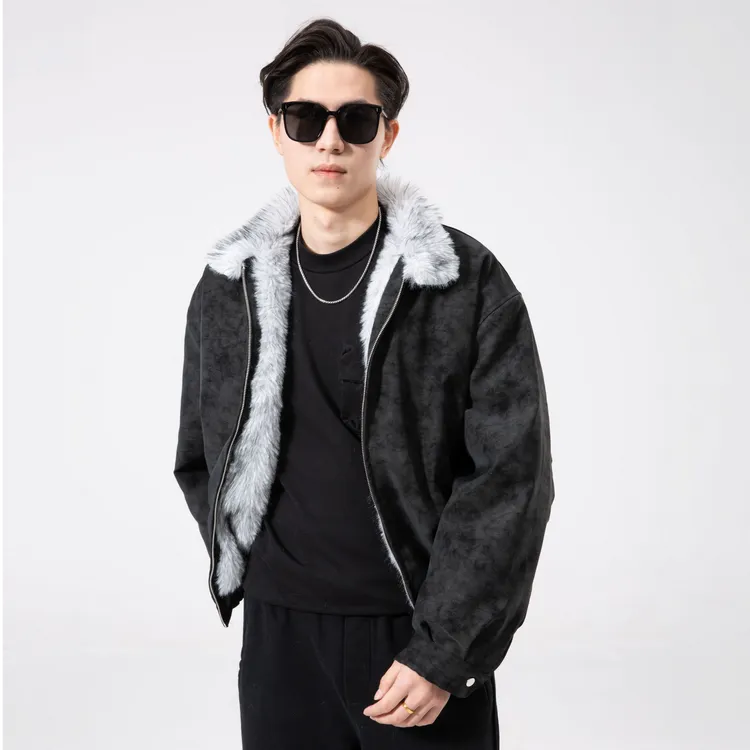 狼王座山雕冬季爆款加绒加厚棉衣男保暖高端重磅PU皮棉服男女外套