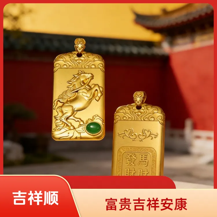【师傅已颂】古法马上有乾生肖马年吊牌挂件z商品图