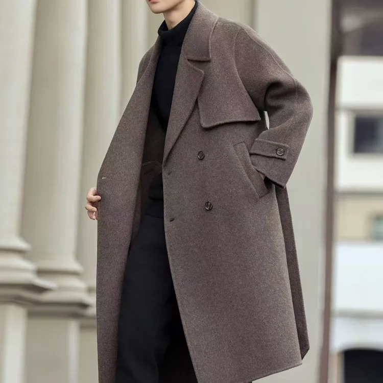 双面呢长款中长款免烫加厚痞帅男士毛呢大衣外套8503