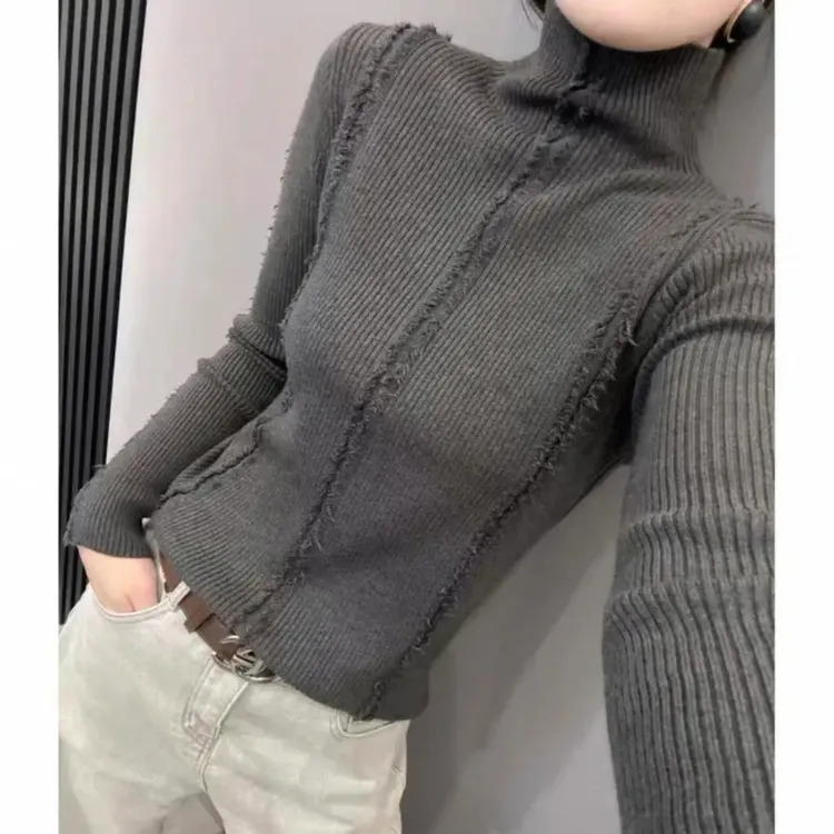 法式针织高领长袖女毛针织衫时尚洋气