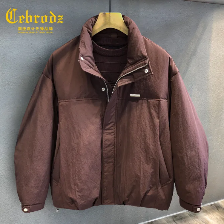 法国Cebrodz蓬松加厚立领羽绒服男士2025新款冬季防风保暖外套潮