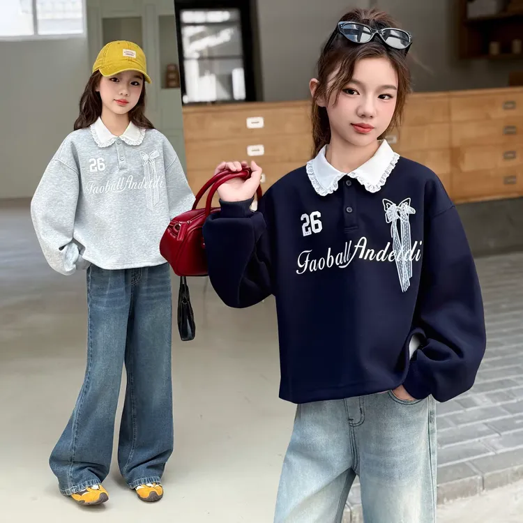 童装女童秋季卫衣2025新款中大童洋气休闲春秋翻领上衣女孩POLO衫