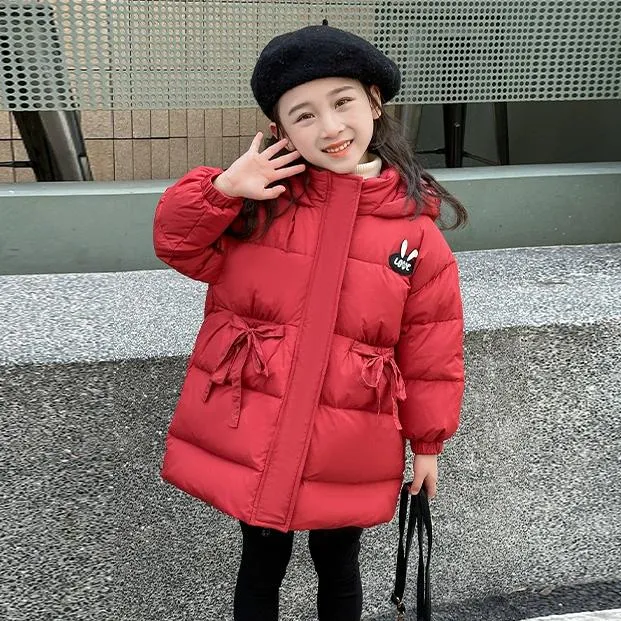 女童羽绒服中长款女宝宝冬装2025新款冬季儿童保暖加厚白鸭绒外套