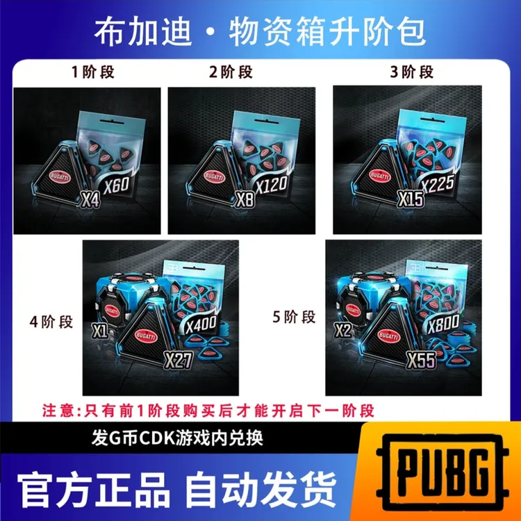 PUBG物资箱布加迪绝地求生典藏箱吃鸡工坊升级代币G币CDK