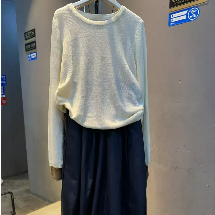 圆领女长袖百搭不褪色毛针织衫套头女装针织衫上衣时尚打底衫秋季