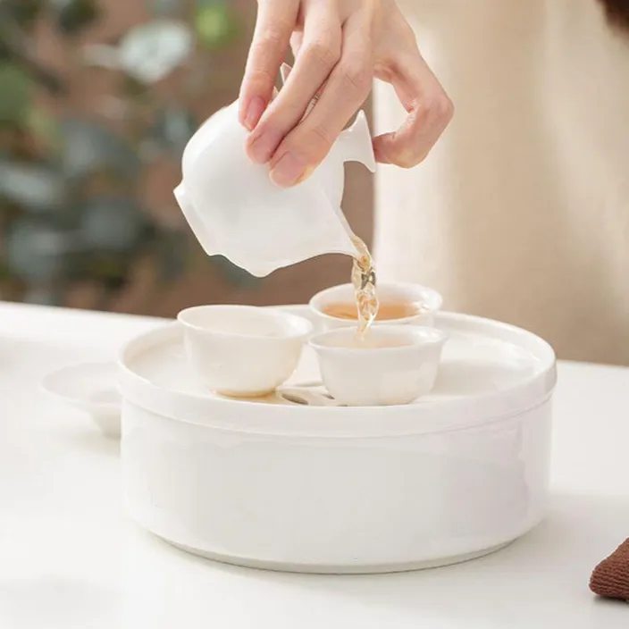 迷彩功夫茶具陶瓷便携旅行泡茶茶杯茶盘家用茶杯盖碗4杯户外潮州