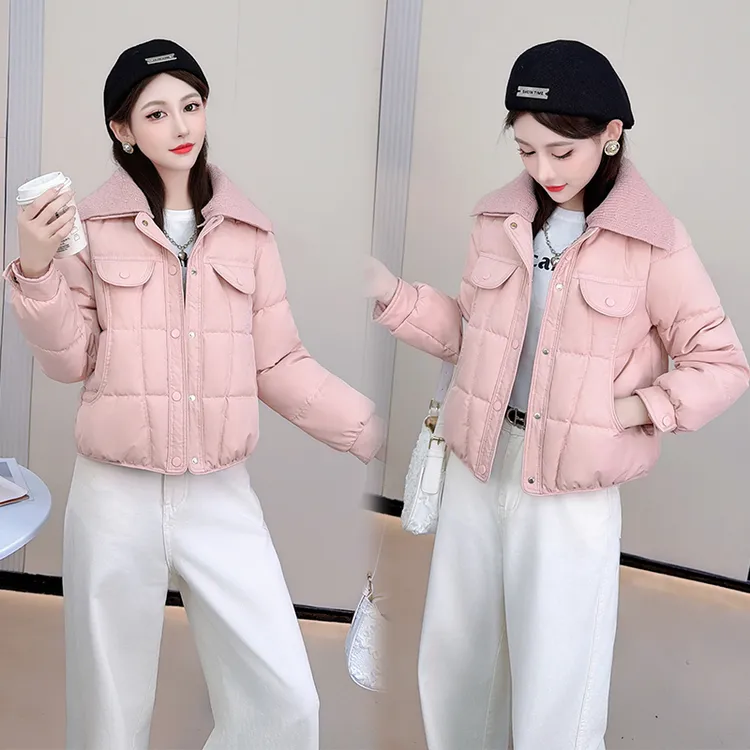 时尚休闲宽松保暖棉服女冬季新款洋气减龄拼接棉衣外套棉袄25107