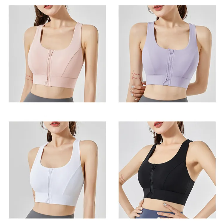 前拉链大胸跑步休闲文胸高强度训练健身专业专业跑步瑜伽运动上衣