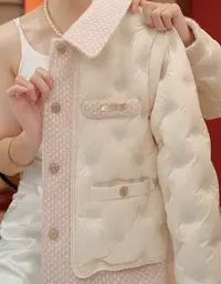 YY-25新款时尚小香毛尼拼接羽绒服