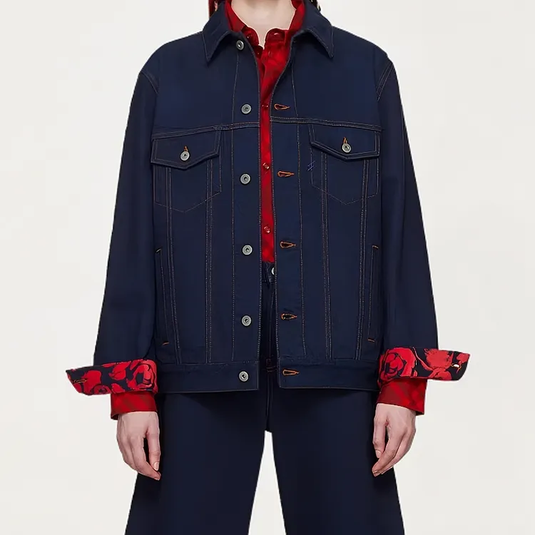 【叛逆玫瑰】BBR袖口立体红玫瑰植绒牛仔夹克进口双重酵洗机车牛仔