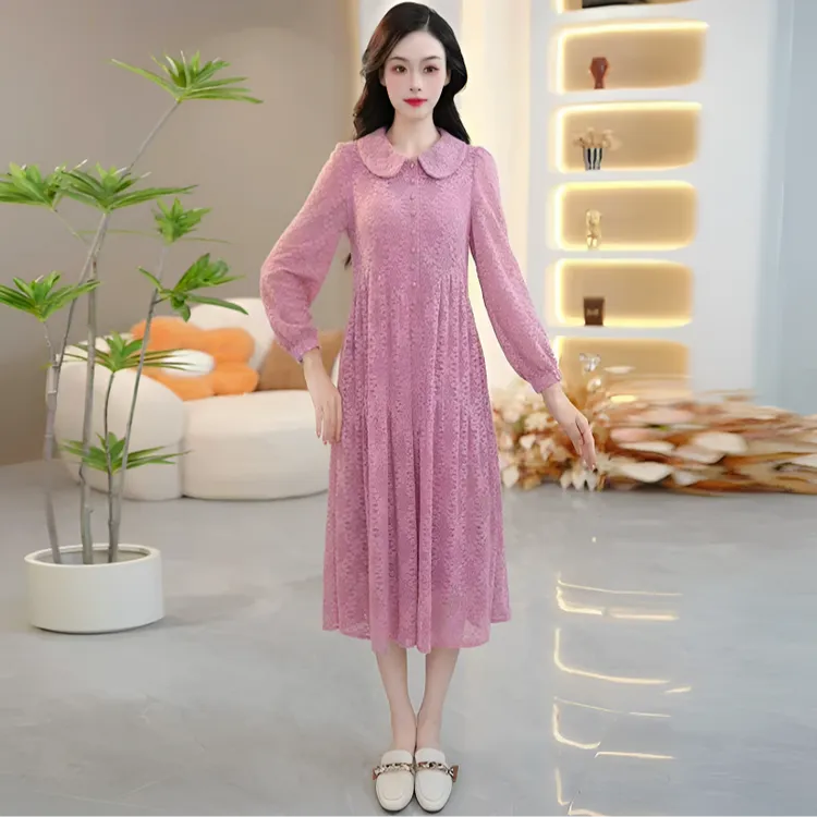 【新品上新】早秋新款连衣裙中长款气质中式收腰印花修身女装连衣裙