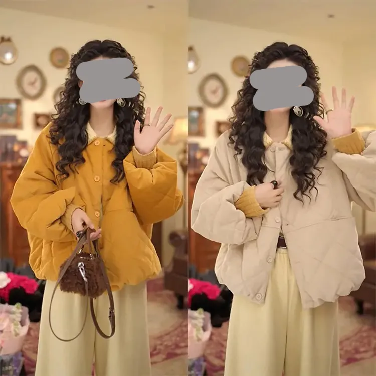 2025秋冬新款【稻浪翻金】复古港风保暖宽松棉服外套