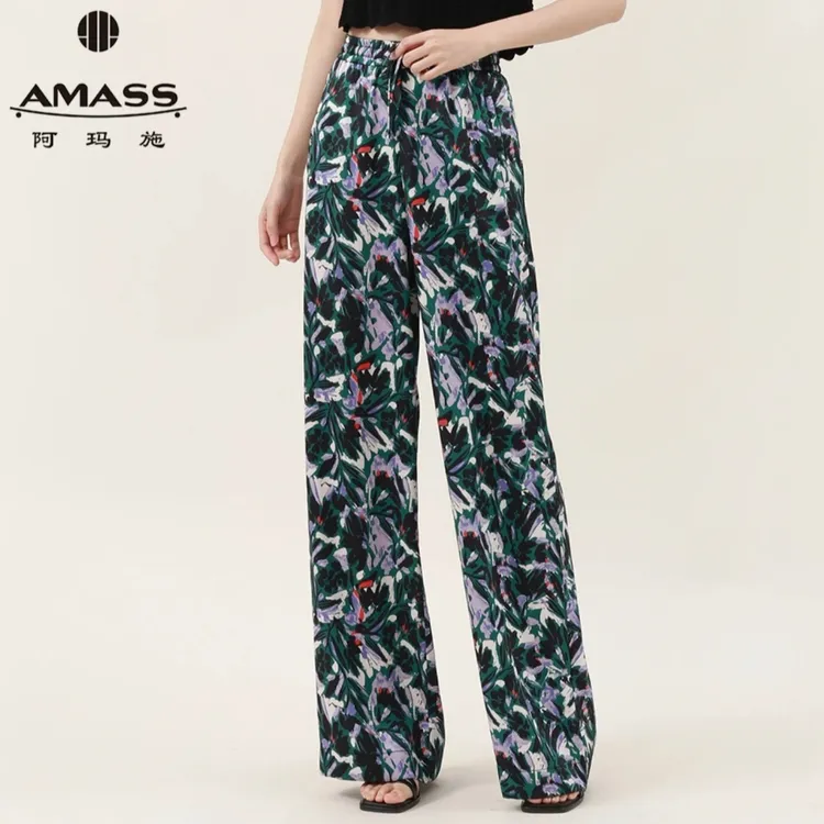 AMASS阿玛施夏季休闲显瘦直筒长裤阔腿裤夏季女显瘦阔腿裤女款
