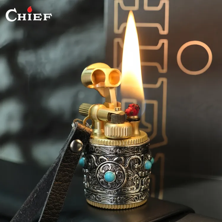 CHIEF正品纯铜小胖墩煤油女生款迷你打火机小巧复古创意男生礼物