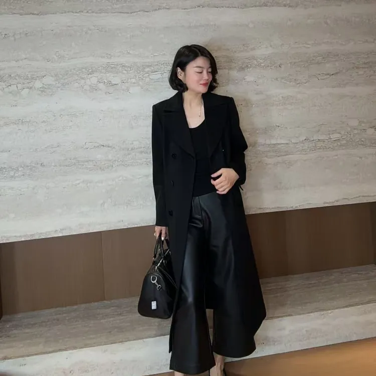 TANTAN 气质简约韩版中长款羊毛大衣外套3143