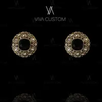 铜合金合成锆石耳饰 （精工系列）复古气质圆形太阳花耳拍