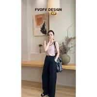 FVOFV（松弛亚麻裤）老钱风人字纹天丝亚麻慵懒拖地裤YM25006-会皱