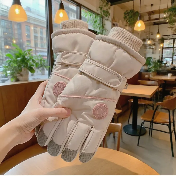 滑雪手套女冬加绒加厚骑车防风保暖防水可触屏学生东北电动车防寒