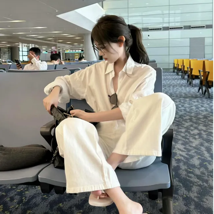 夏季2025新款设计感轻熟风小众女装衬衫高级感时尚百搭显瘦裤子