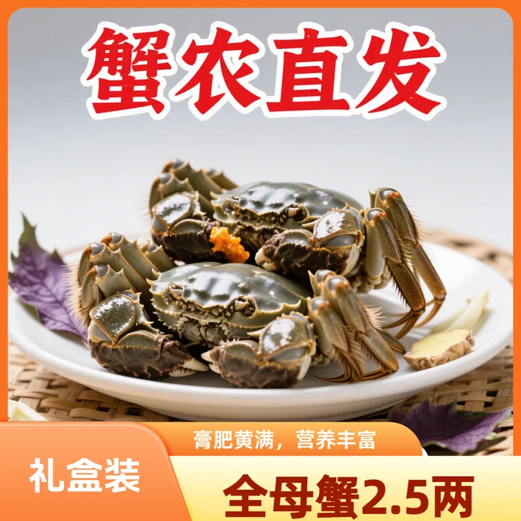赵小农【活蟹】苏州大闸蟹鲜活螃蟹全母蟹10只2.5两礼盒装顺丰包邮