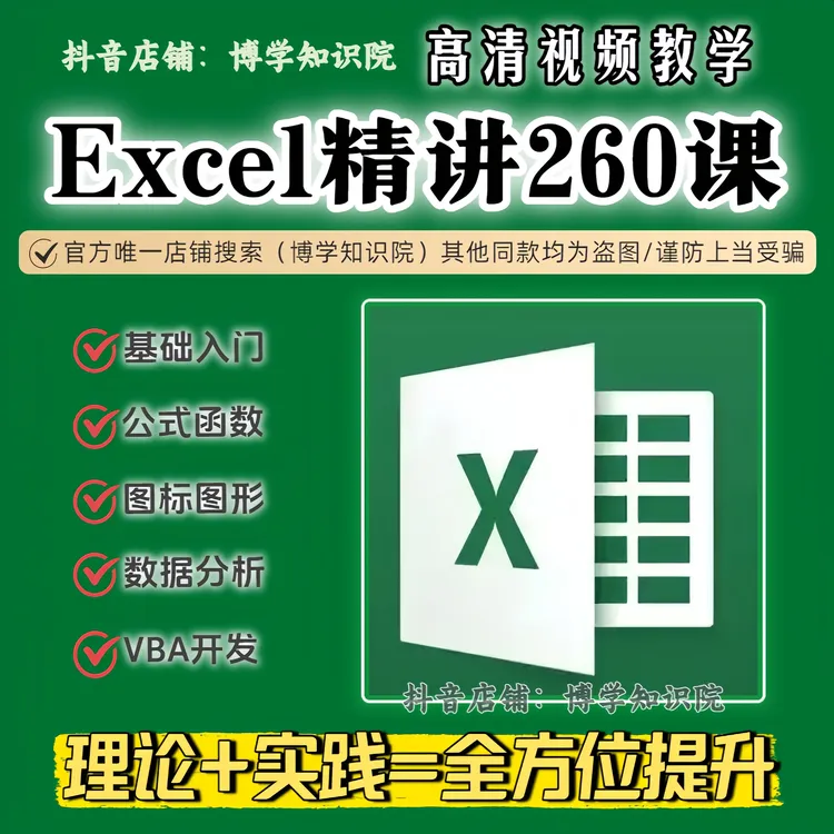 Excel精讲260课：基础入门+公式函数+图形图标+数据分析+VBA开发