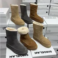 诗歌兰女靴新款时尚百搭平底复古羊毛保暖短靴雪地靴