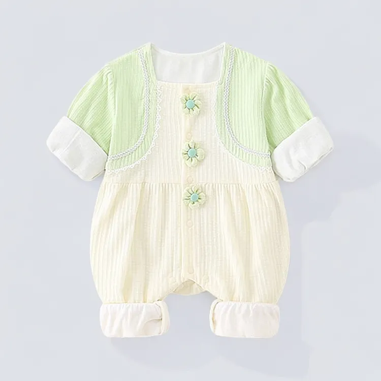 2025年春季新款女童连体衣长袖春秋婴儿女宝宝公主哈衣爬服纯棉潮