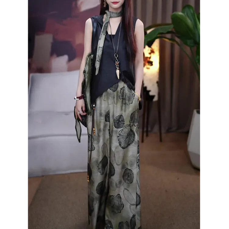 新中式时尚套装女2025夏季新款设计感气质修身显瘦马甲上衣+长裤