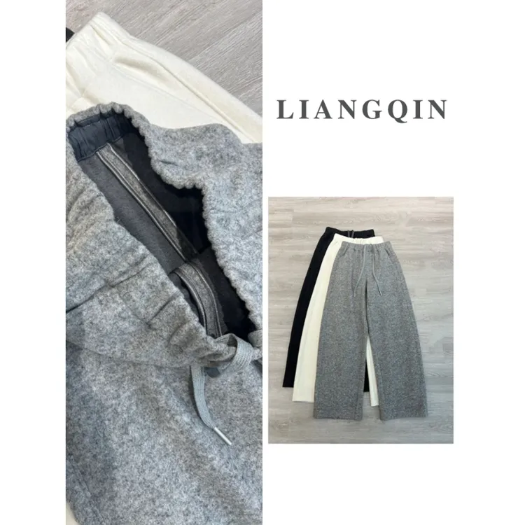 软糯棉羊毛休闲弯刀裤女秋冬季新款时尚洋气百搭松紧高腰窄版裤子