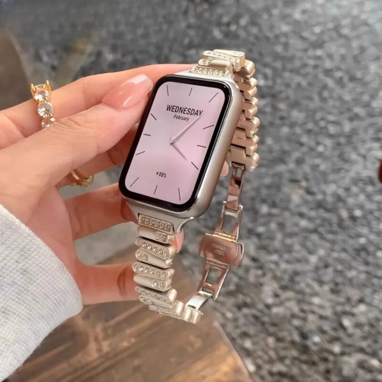 适用小米手环9pro表带镶钻蝴蝶扣8pro腕带红米手表redmi watch5/4