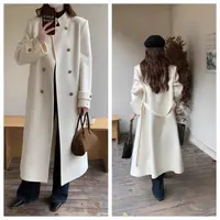 EH羊驼绒秋冬季加厚毛呢外套棉羊毛大衣宽松时尚外套双面 W4288