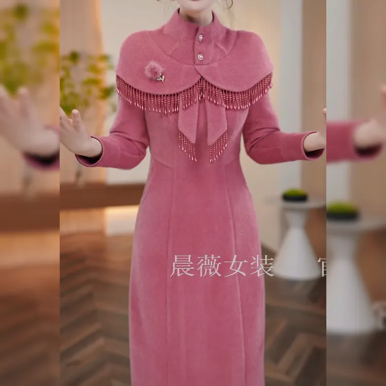 【晨薇女装】2025冬季新款改良新中式旗袍连衣裙遮肚子收腰显气质