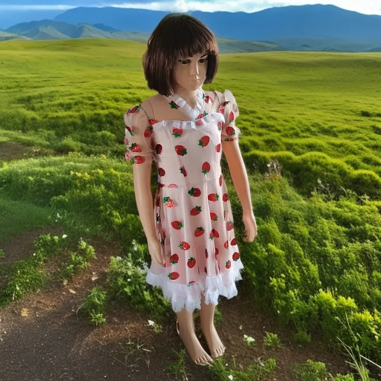 蓬蓬裙水果夏季连衣裙印花洋气碎花时尚刺绣大童国风