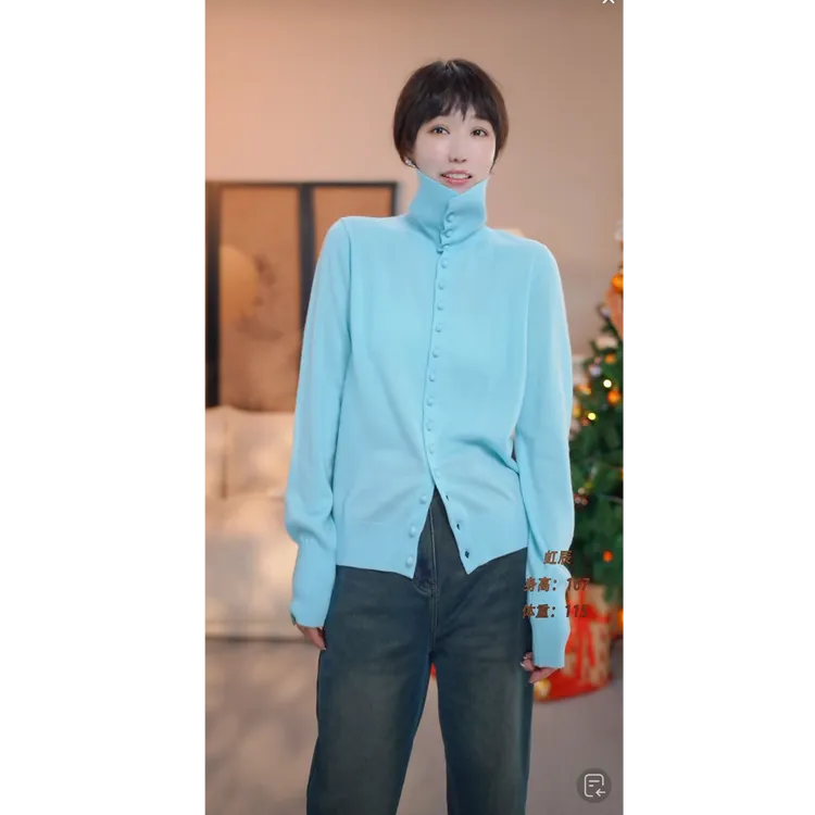 【虹辰·酷飒显瘦百搭】高端进口羊绒毛衣时尚优雅高级感小衫-HC1827