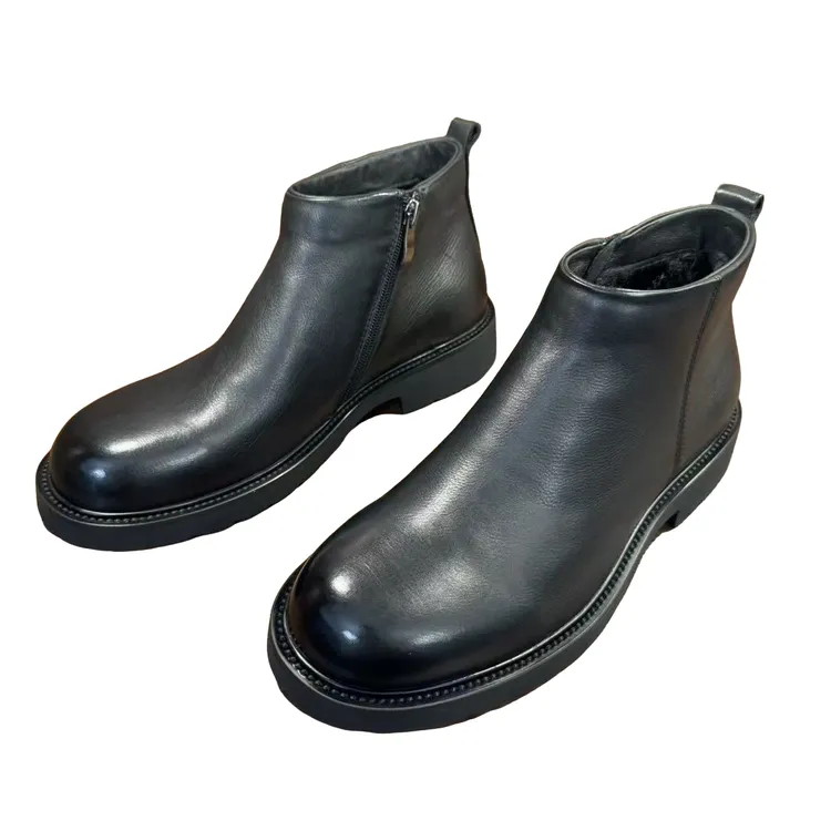 切尔西短靴广州手工男鞋软底拉链防滑耐磨时尚百搭0676-1003