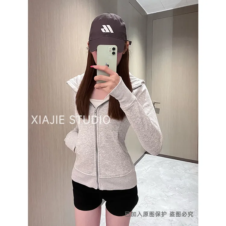 修身卫衣外套连帽女上衣秋冬2025新款显瘦百搭早秋薄款出游服装女