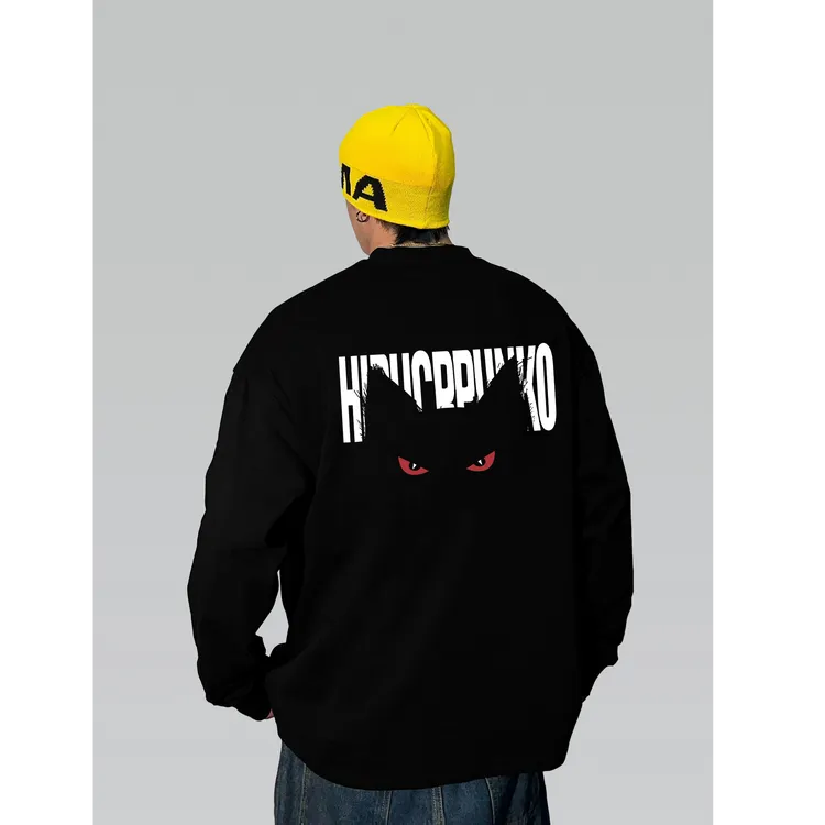 重磅280g设计感潮牌美式t恤男长袖秋季宽松潮流个性上衣国潮内搭