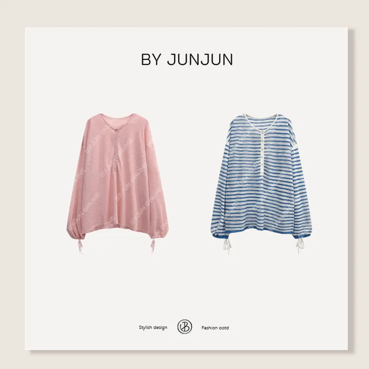 ByJunjun【亨利防晒】竹节麻立体织法凉感防晒韩版上衣
