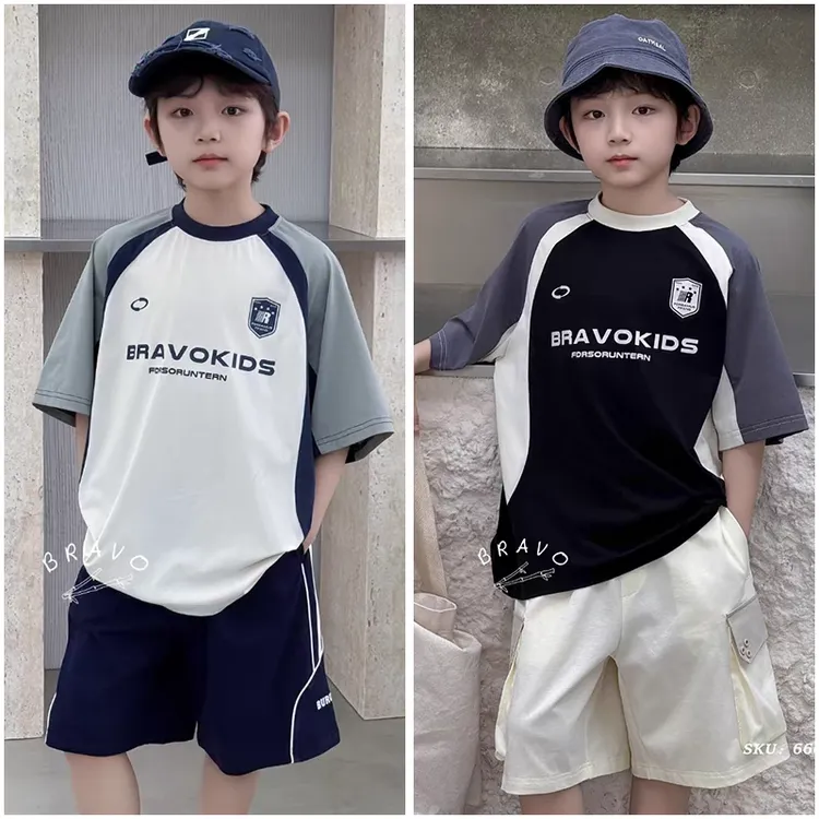 布芮欧中大童男女童中性纯棉凉感柔软运动时尚T恤儿童夏季