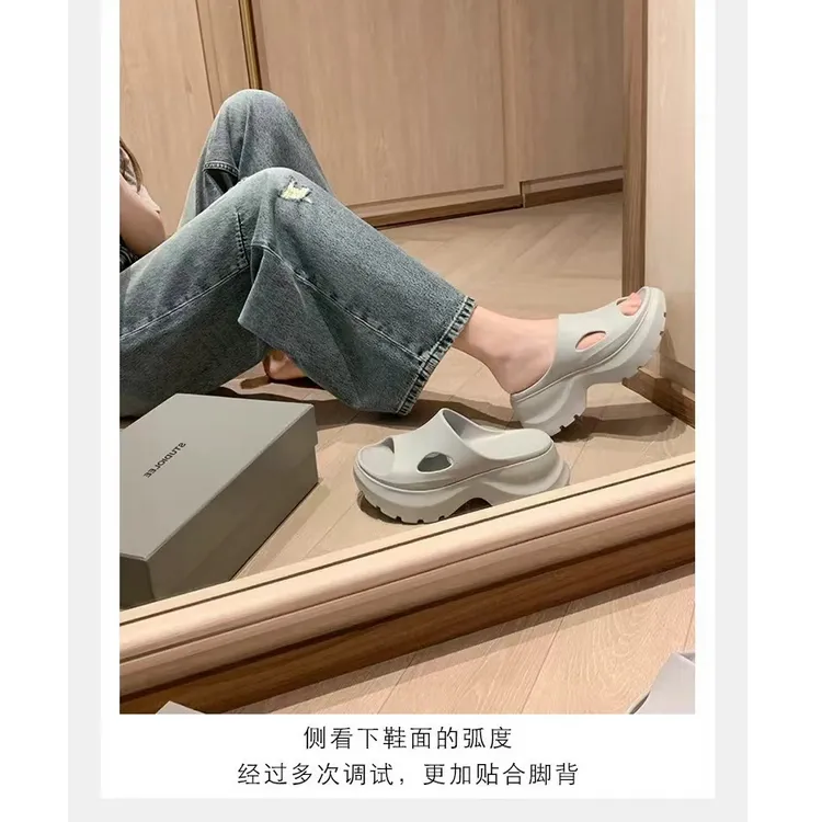 【达人专享】同款7厘米厚底拖鞋夏厚底沙滩踩屎感镂空凉拖鞋拖鞋家