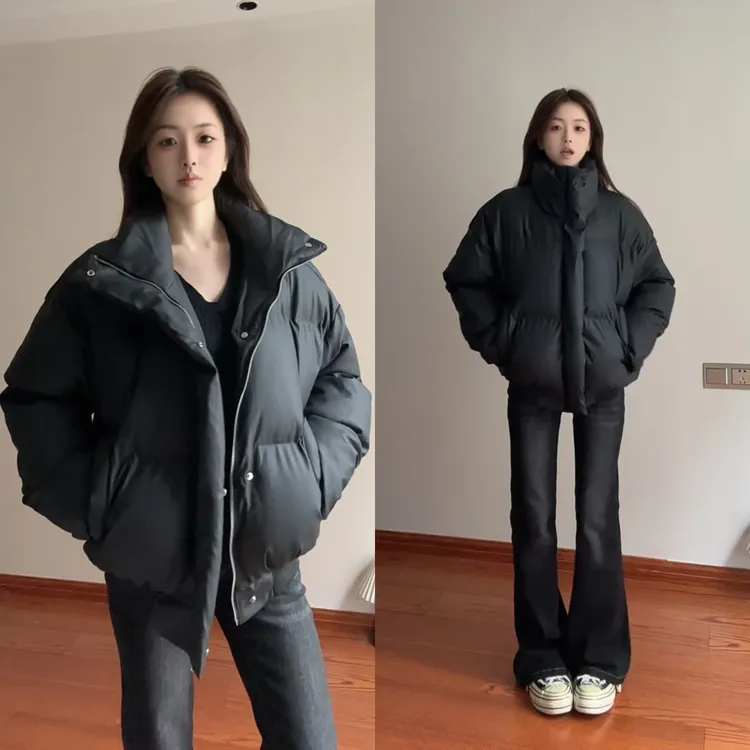 美式pu皮短款棉衣男冬季潮牌立领情侣面包服高街cleanfit棉服外套