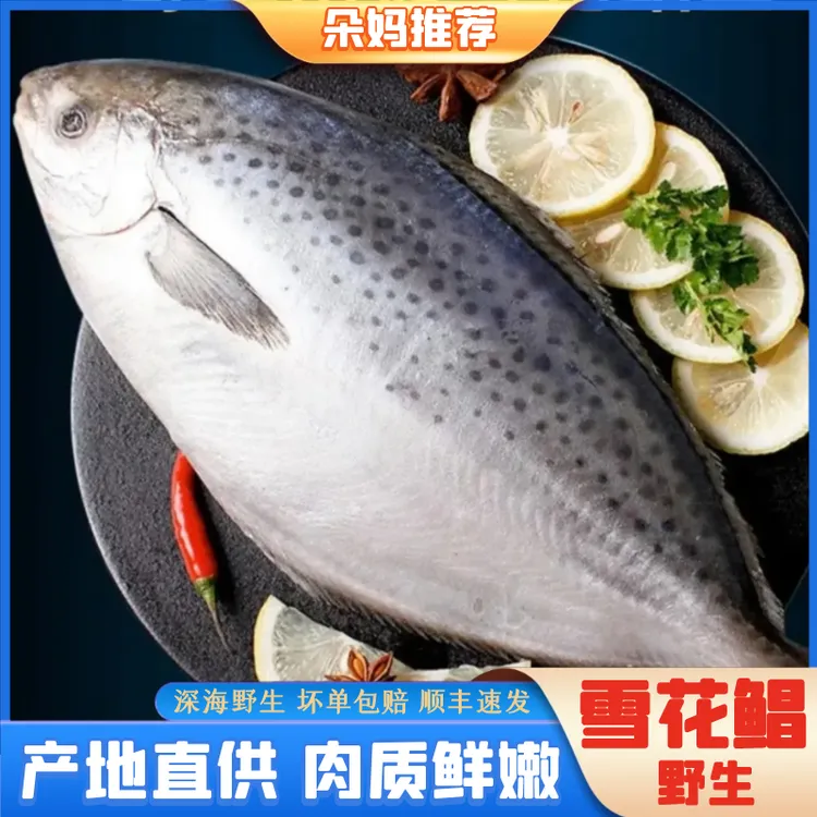 【朵妈海鲜】大号雪花鲳鱼纯野生深海鱼新鲜海鲜直播300-400g/条5条