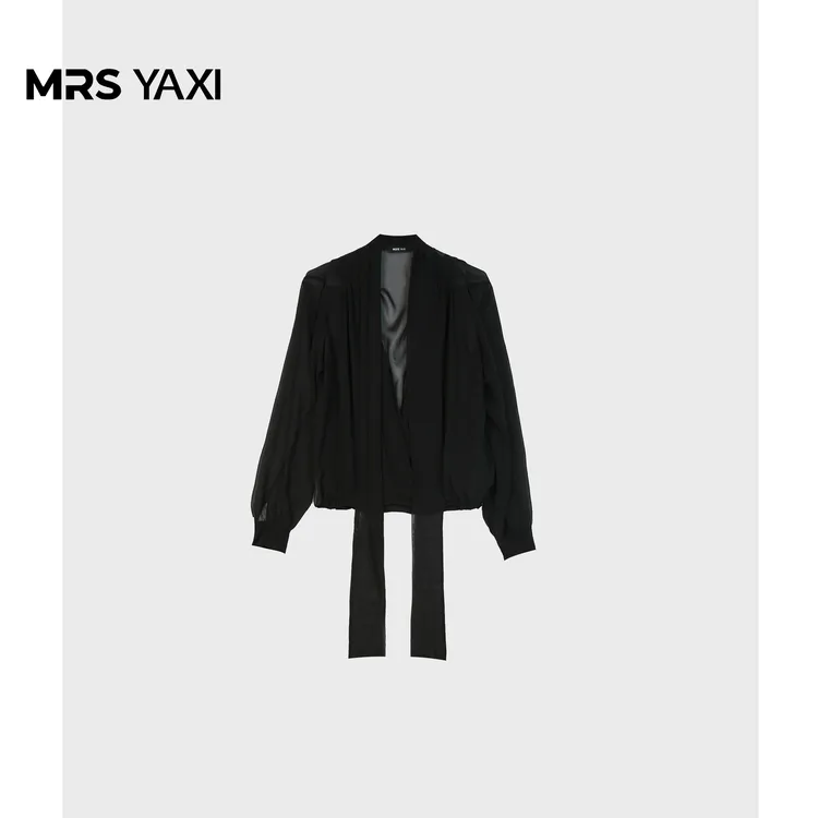 Mrsyaxi原创设计气质真丝系带衬衫YX4122701
