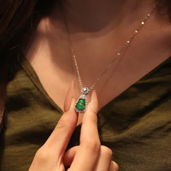 【时之轮珠宝】正阳绿翡翠葫芦项链帝王绿气质【多样性发一件】