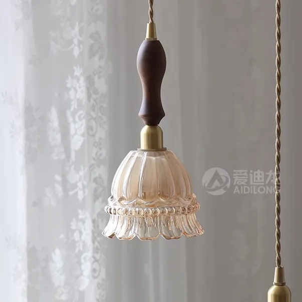 复古日式玻璃小水母小吊灯简约现代法式吧台过道橱窗卧室床头灯具
