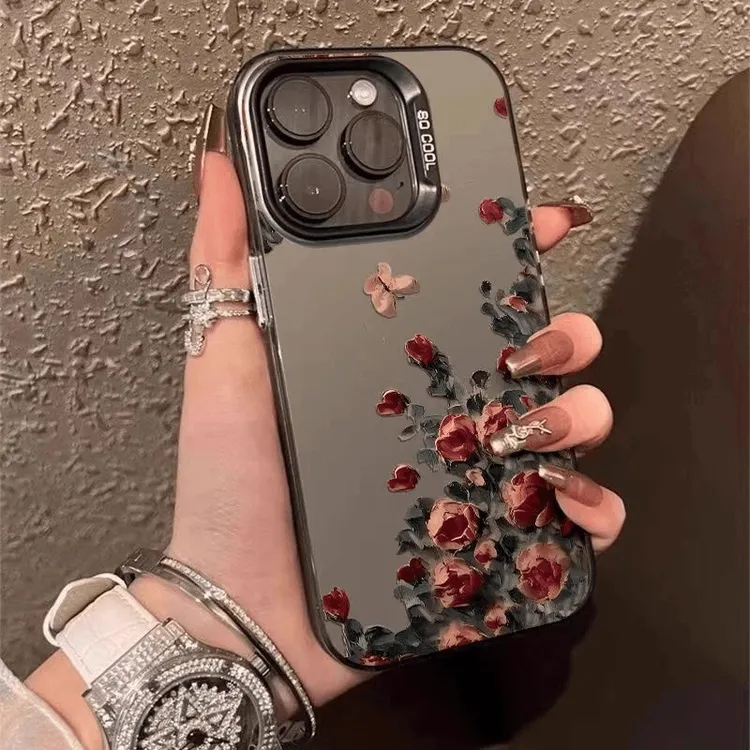 简约花花适用16promax华为小米手机壳荣耀高级感一加奢华红米防摔