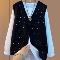 【80-180斤】大码时尚2025宽松无痕钉珠纽扣马甲百搭女