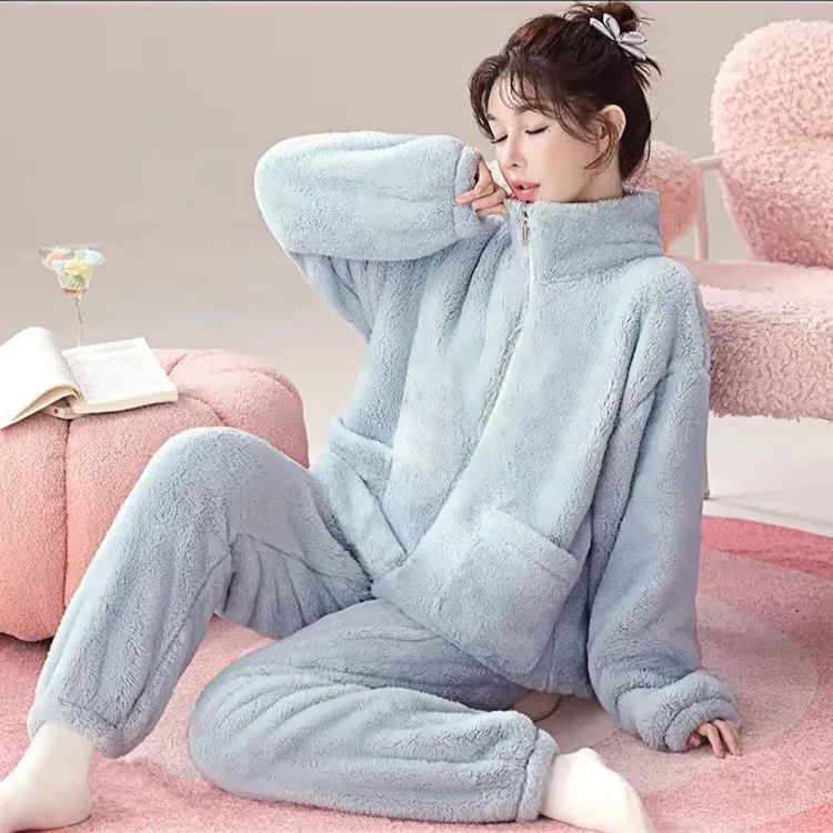 【加厚雪地绒】真加厚加绒约2斤重男女同款能外穿睡衣家居服7799