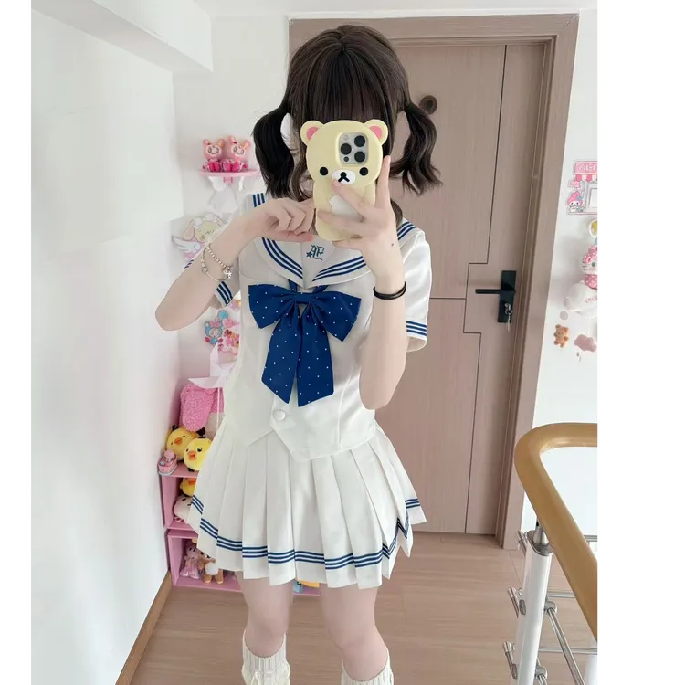 小苍兰JK【苍蓝海汐】原创正版学院风收腰水手服夏季日系套装
