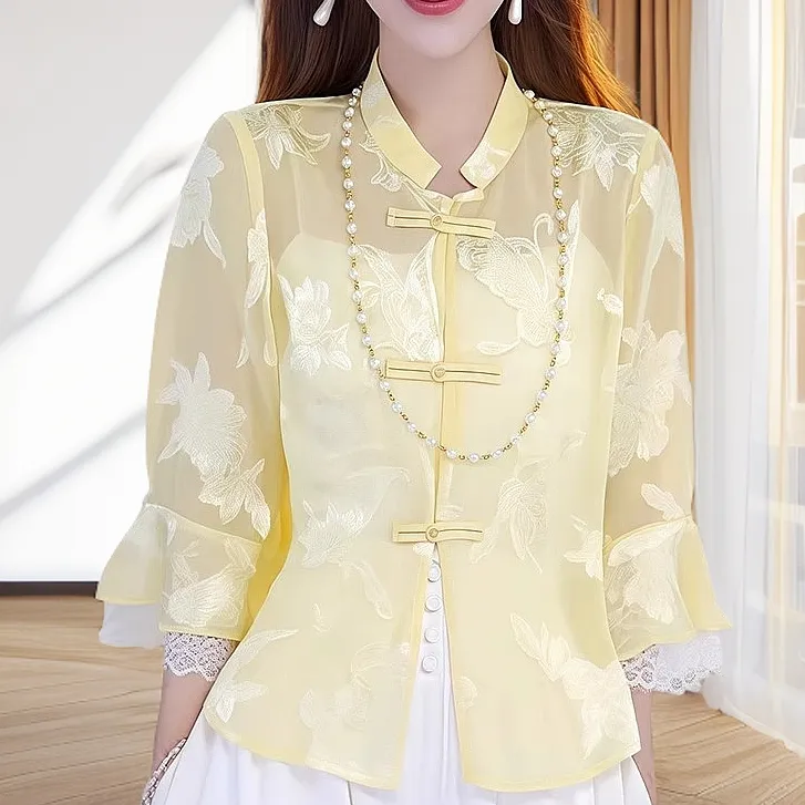 新中式时尚国风年轻款防晒开衫外搭复古盘扣罩衫上衣夏新中式外套